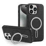 For iPhone 15 Pro Shield MagSafe Magnetic Holder Phone Case(Black)