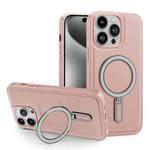 For iPhone 15 Plus Shield MagSafe Magnetic Holder Phone Case(Pink)