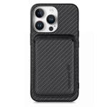 For iPhone 16 Pro Carbon Fiber Leather Card Magsafe Phone Case(Black)