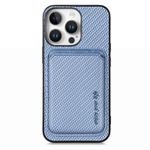 For iPhone 16 Pro Carbon Fiber Leather Card Magsafe Phone Case(Blue)