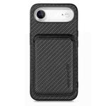 For iPhone Air Carbon Fiber Leather Card Magsafe Phone Case(Black)