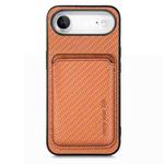 For iPhone Air Carbon Fiber Leather Card Magsafe Phone Case(Brown)
