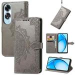 For OPPO A60 Mandala Flower Embossed Leather Phone Case(Gray)