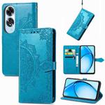 For OPPO A60 Mandala Flower Embossed Leather Phone Case(Blue)