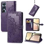 For Realme C65 Mandala Flower Embossed Leather Phone Case(Purple)