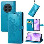 For Ulefone Note 15 Mandala Flower Embossed Leather Phone Case(Blue)