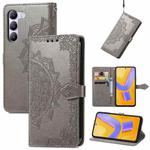 For vivo V40 SE Mandala Flower Embossed Leather Phone Case(Gray)