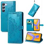 For vivo V40 SE Mandala Flower Embossed Leather Phone Case(Blue)