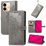 For vivo Y37 Pro Mandala Flower Embossed Leather Phone Case(Gray)