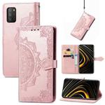 For Xiaomi Poco M3 Mandala Flower Embossed Leather Phone Case(Rose Gold)