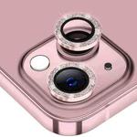 For iPhone 15 / 15 Plus ENKAY Hat-Prince Glitter Rear Lens Aluminium Alloy Tempered Glass Film(Pink)