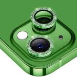 For iPhone 15 / 15 Plus ENKAY Hat-Prince Glitter Rear Lens Aluminium Alloy Tempered Glass Film(Deep Green)