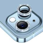 For iPhone 15 / 15 Plus ENKAY Hat-Prince Glitter Rear Lens Aluminium Alloy Tempered Glass Film(Sierra Blue)