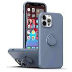 For iPhone 15 Ring Kickstand Silicone Phone Case(Blue Gray)