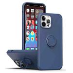 For iPhone 15 Ring Kickstand Silicone Phone Case(Dark Blue)