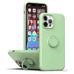 For iPhone 15 Ring Kickstand Silicone Phone Case(Matcha Green)