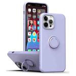 For iPhone 15 Ring Kickstand Silicone Phone Case(Light Purple)