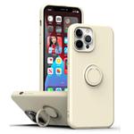 For iPhone 15 Pro Ring Kickstand Silicone Phone Case(White)