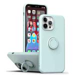 For iPhone 15 Pro Ring Kickstand Silicone Phone Case(Light Cyan)