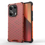 For Redmi Note 13 Pro 4G Shockproof Honeycomb Phone Case(Red)