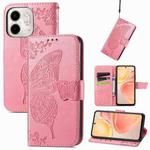 for infinix Smart 9 Butterfly Love Flower Embossed Leather Phone Case(Pink)