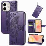 for infinix Smart 9 Butterfly Love Flower Embossed Leather Phone Case(Purple)