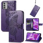 For Nokia G42 Butterfly Love Flower Embossed Leather Phone Case(Purple)