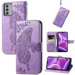 For Nokia G42 Butterfly Love Flower Embossed Leather Phone Case(Lavender)