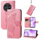 For Ulefone Note 15 Butterfly Love Flower Embossed Leather Phone Case(Pink)