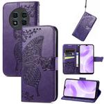 For Ulefone Note 15 Butterfly Love Flower Embossed Leather Phone Case(Purple)