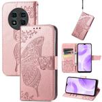 For Ulefone Note 15 Butterfly Love Flower Embossed Leather Phone Case(Rose Gold)