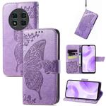 For Ulefone Note 15 Butterfly Love Flower Embossed Leather Phone Case(Lavender)
