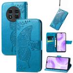 For Ulefone Note 15 Butterfly Love Flower Embossed Leather Phone Case(Blue)