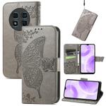 For Ulefone Note 15 Butterfly Love Flower Embossed Leather Phone Case(Gray)
