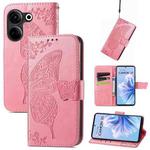 For Tecno Camon 20 Butterfly Love Flower Embossed Leather Phone Case(Pink)