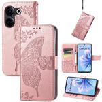 For Tecno Camon 20 Butterfly Love Flower Embossed Leather Phone Case(Rose Gold)