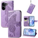 For Tecno Camon 20 Butterfly Love Flower Embossed Leather Phone Case(Lavender)