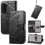 For Asus Zenfone 10 Butterfly Love Flower Embossed Leather Phone Case(Black)