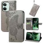 For OnePlus Nord 3 Butterfly Love Flower Embossed Leather Phone Case(Gray)