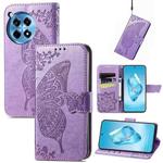 For OnePlus Ace 3 Pro Butterfly Love Flower Embossed Leather Phone Case(Lavender)