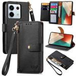 For Xiaomi Redmi Note 13 Pro 5G Love Zipper Lanyard Leather Phone Case(Black)