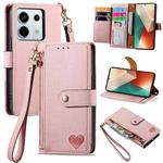 For Xiaomi Redmi Note 13 Pro 5G Love Zipper Lanyard Leather Phone Case(Pink)