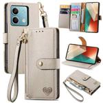 For Xiaomi Redmi Note 13 5G Love Zipper Lanyard Leather Phone Case(Gray)