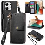 For Xiaomi Redmi Note 13 4G Love Zipper Lanyard Leather Phone Case(Black)