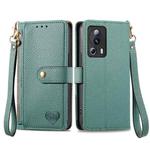 For Xiaomi 13 Lite Love Zipper Lanyard Leather Phone Case(Green)