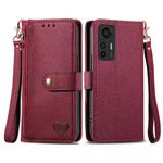 For Xiaomi 12 Lite Love Zipper Lanyard Leather Phone Case(Red)