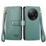 For Xiaomi Redmi A3 4G Love Zipper Lanyard Leather Phone Case(Green)