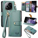 For Xiaomi Redmi Note 14 Pro+ 5G Love Zipper Lanyard Leather Phone Case(Green)