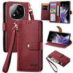 For Xiaomi Redmi Note 14 Pro+ 5G Love Zipper Lanyard Leather Phone Case(Red)