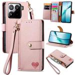 For Xiaomi 15 Love Zipper Lanyard Leather Phone Case(Pink)
